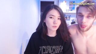 Slender chinese 18 Unwind with white dude on cam