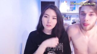 Slender chinese 18 Unwind with white dude on cam