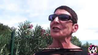 Short haired Milf enjoy all these dicks