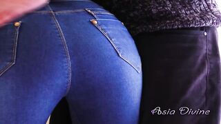 Long booty into jeans gets fuck doggy style and soak with