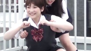 WETTEST BRIDGE BATTLE EVER 2 JAPANESE TEEN SISTERS GO BAREFOOT AND FULL THROTTLE IN EPIC PEEING CONTEST!