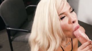 BLASTING YOUR ERECTION! Busty Shemale Coach transforms into lusty Sex Slave for your DESIRES!