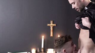 BLESSED WITH A PRIESTS POSSESION Inked Twink Surrenders to Devilish Rituals of Kinky Clergy