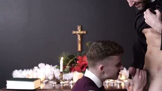 BLESSED WITH A PRIESTS POSSESION Inked Twink Surrenders to Devilish Rituals of Kinky Clergy