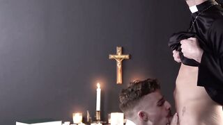 BLESSED WITH A PRIESTS POSSESION Inked Twink Surrenders to Devilish Rituals of Kinky Clergy