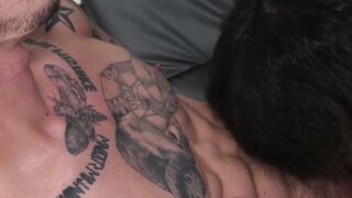 EXPLOSIVE JAPANESE CUMFEST! Tatted Fury Yusaku Blows Load Down SlimYukitos Throat