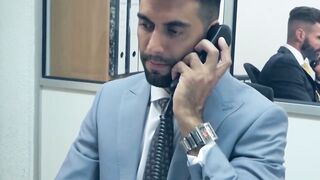 MEGA BLOWOUT! 2 Hunky Bosses Sexually Destroy Their Newbie As he Begs for Mercy!