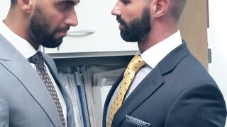 MEGA BLOWOUT! 2 Hunky Bosses Sexually Destroy Their Newbie As he Begs for Mercy!