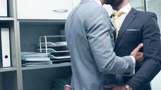 MEGA BLOWOUT! 2 Hunky Bosses Sexually Destroy Their Newbie As he Begs for Mercy!