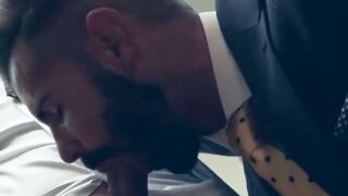 MEGA BLOWOUT! 2 Hunky Bosses Sexually Destroy Their Newbie As he Begs for Mercy!