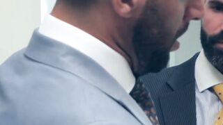MEGA BLOWOUT! 2 Hunky Bosses Sexually Destroy Their Newbie As he Begs for Mercy!