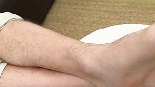 Blow Job Beginnings Hunky Bax Ditches Socks and Lets His Huge Feet Suck You In!
