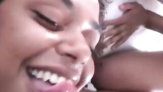 TREBLE THREAT Ebony SIREN Strikes WHITE GOD with Scorching ASSault  Cumsharing Blowjobs!