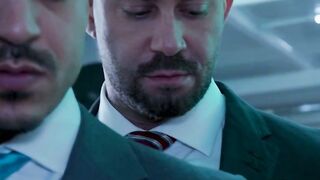 Suited mafioso Bruno Max barebacks Jonathan Mirandas tight asshole