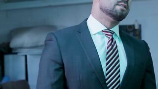 Suited mafioso Bruno Max barebacks Jonathan Mirandas tight asshole