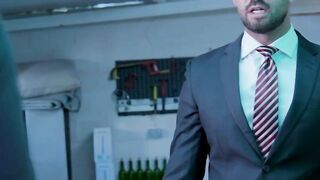 Suited mafioso Bruno Max barebacks Jonathan Mirandas tight asshole