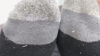 Handsome Drew Harper showed off his beautiful size twelve feet and soft solesÂ 