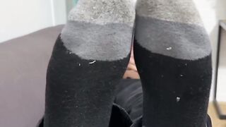 Handsome Drew Harper showed off his beautiful size twelve feet and soft solesÂ 