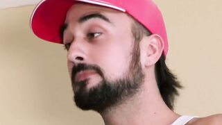 Tattooed Isaac X bareback rides Mason Lear who creampies him