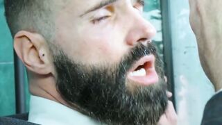 Suited Dani Robles and Hairy Wolf shower and breed hardcore