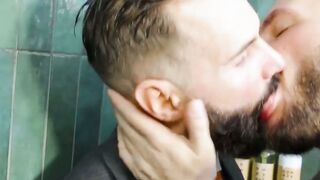 Suited Dani Robles and Hairy Wolf shower and breed hardcore