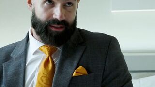 Suited Dani Robles and Hairy Wolf shower and breed hardcore