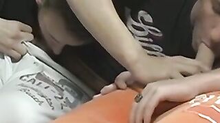 Naughty young gays in nasty chain deepthroat before cumshots