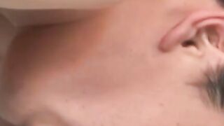 Cock riding Latin twink blasts out cum while being fucked