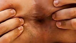 Tattooed stud solo anal play and hot outdoor pissing fetish