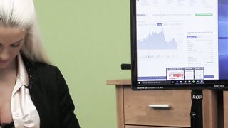 Blonde Bombshell Gets Screwed Over by Her Lender  But She Scores Big Time!