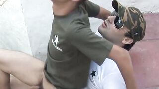 RAMMING THE RECRUIT Majors Knobs Rip Latino Cadets Ass Open on Jungle Deployment