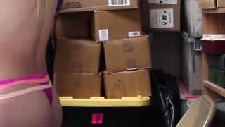 Petite teen cutie fed with security guy's cum for theft