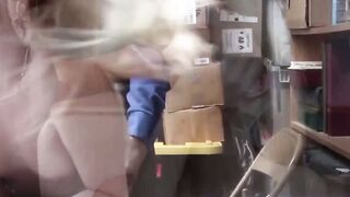 Petite teen cutie fed with security guy's cum for theft
