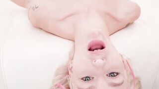 UNBELIEVABLE! Sloppy Blonde Emma Rosie Eats Balls and Swallows Huge Cock Like a PRO!