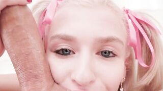 UNBELIEVABLE! Sloppy Blonde Emma Rosie Eats Balls and Swallows Huge Cock Like a PRO!