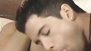 Turk Melrose practicing blowjob with twink before cumshot
