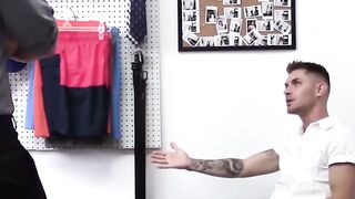 PUNISHING THE PEEPSHOW Hunk Caught in ultimate act of PLUNDER GETS SERVICED in OFFICE STYLE BOOTCAMP