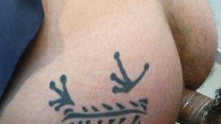 Bearded Dani Robles groans as big dicked Jean Franko plows him raw