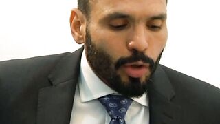 Bearded Dani Robles groans as big dicked Jean Franko plows him raw