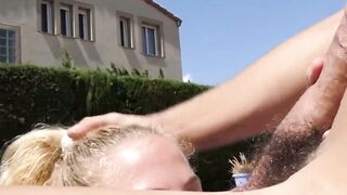 SWIMMING IN LUST Blonde Latina Bombshell Venom Evil Gets DESTROYED by Giagantic Cock in Scorching Poolside Fck Fest