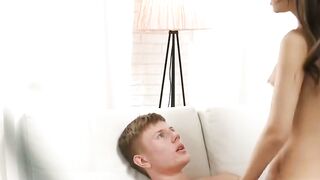 TINYASEX petit 19 yo Angelina takes on the beast