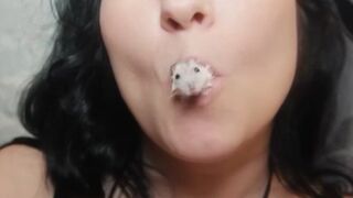 FEAST mode activated! Insatiable Giantess Gobbles Up Defenceless Hamster in Brutal Vore Smashing!