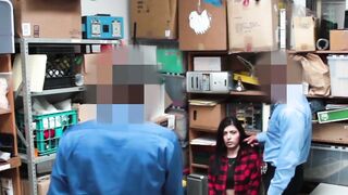 Mall Mayhem Teenage Shoplifter Gets Jailed  Jizzed by 2 Hunky Security Guards!