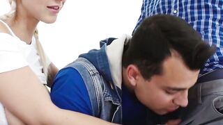Handsome guys ass fuck each other and share a cute babe
