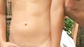 Skinny amateur twinks have an outdoor cock sucking session