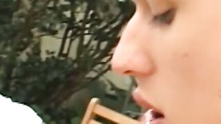 Skinny amateur twinks have an outdoor cock sucking session