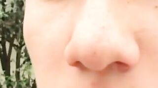 Skinny amateur twinks have an outdoor cock sucking session