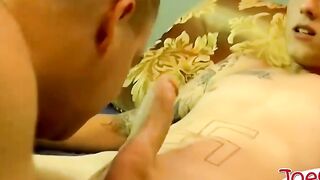 ERIC UNLEASHES HIS GIANT LOAD ON JOES OPEN MOUTH  YOU WONT BELIEVE WHAT HAPPENS NEXT!