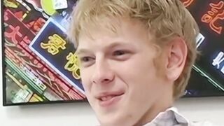 Blond twink Sky Sylvanus plays his dick and jerks off solo
