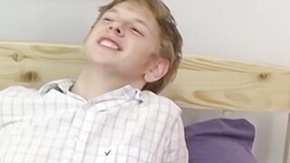 Blond twink Sky Sylvanus plays his dick and jerks off solo